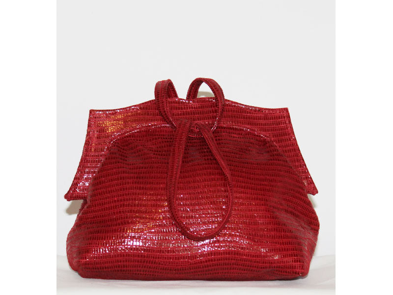 Marcia in Cranberry Snake Skin Leather